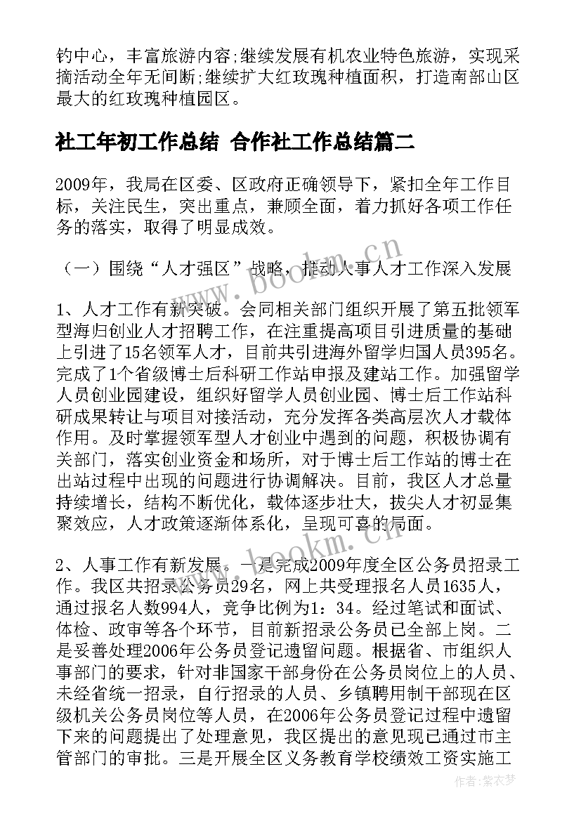 最新社工年初工作总结 合作社工作总结(汇总7篇)