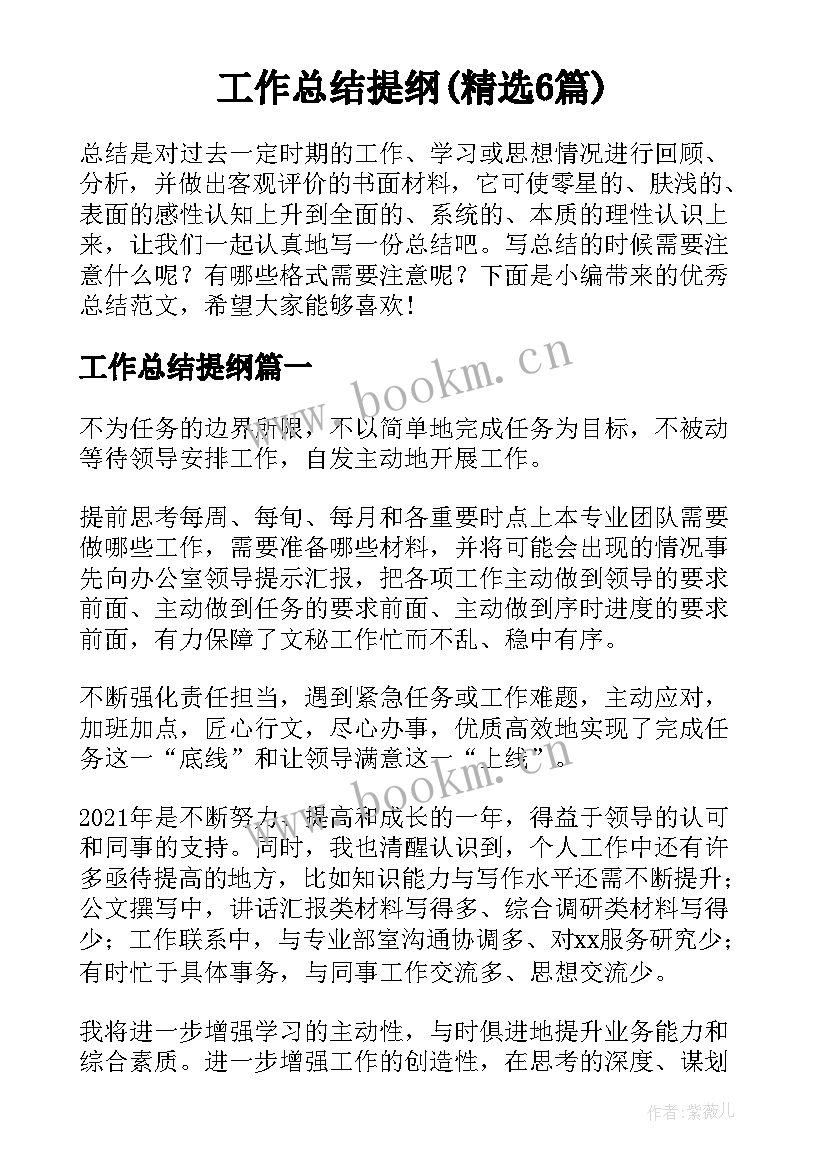 工作总结提纲(精选6篇)