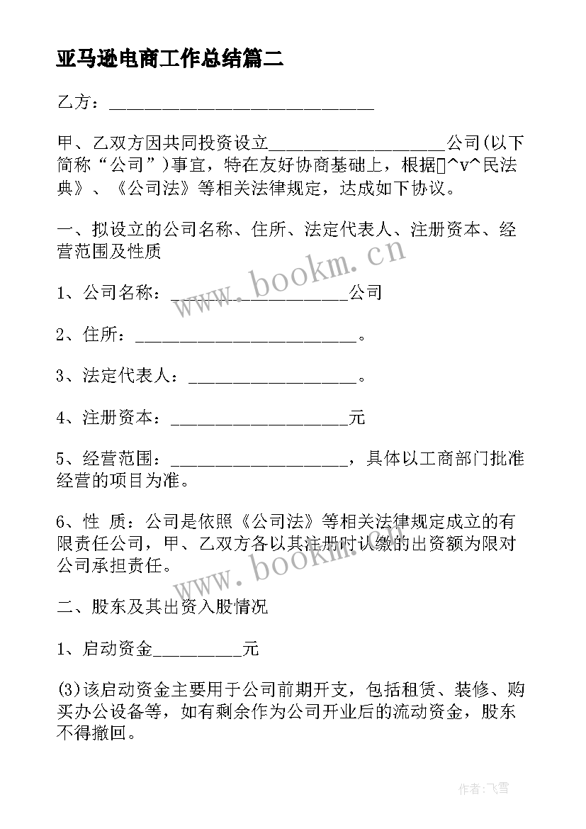 2023年亚马逊电商工作总结(模板5篇)