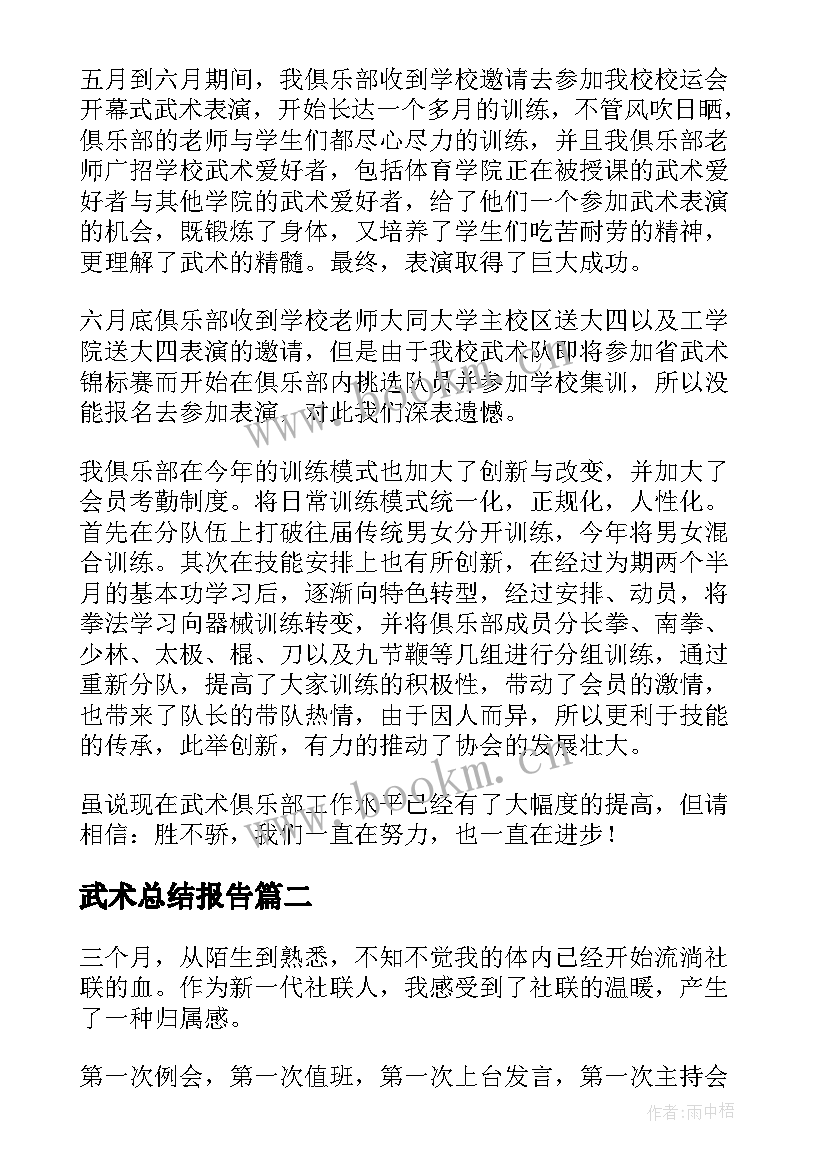 2023年武术总结报告(模板7篇)