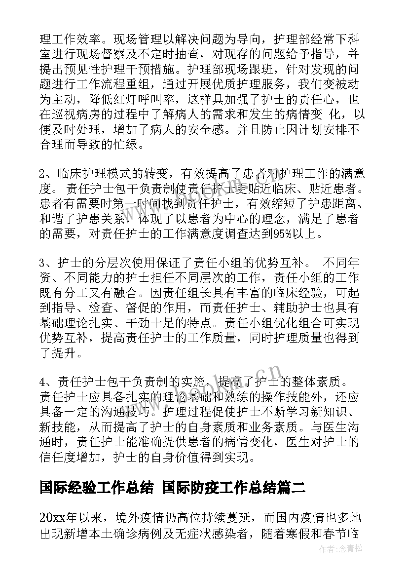 最新国际经验工作总结 国际防疫工作总结(优秀9篇)