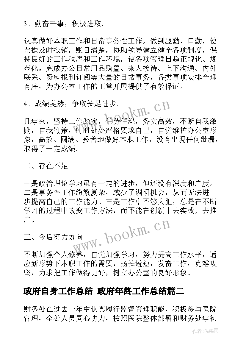 最新政府自身工作总结 政府年终工作总结(模板8篇)