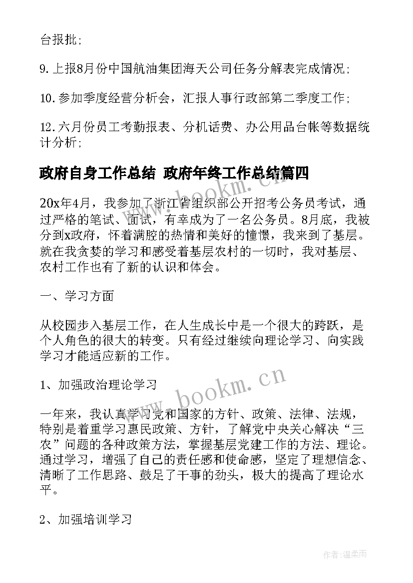 最新政府自身工作总结 政府年终工作总结(模板8篇)