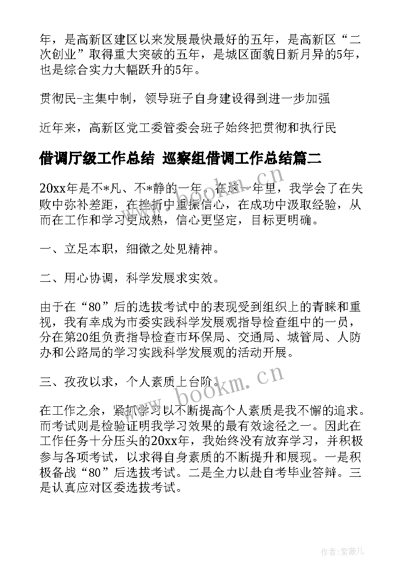 最新借调厅级工作总结 巡察组借调工作总结(实用5篇)