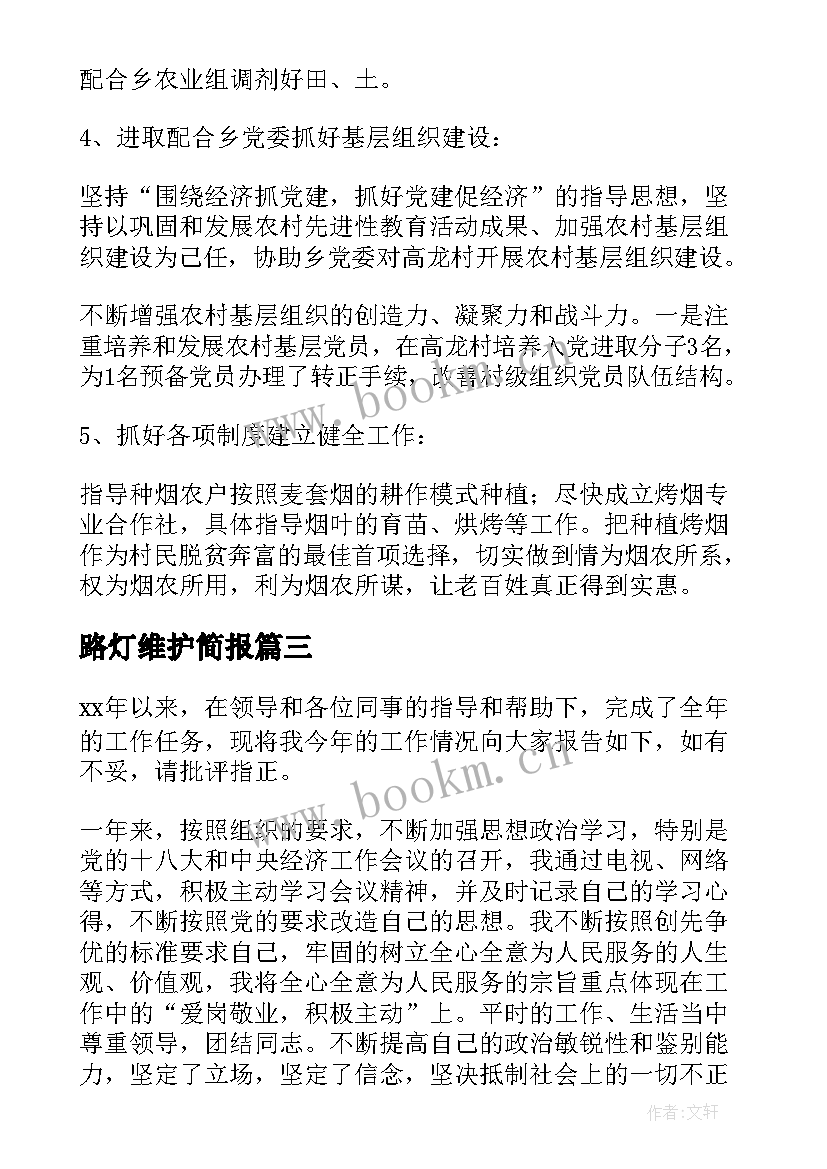 2023年路灯维护简报(大全10篇)