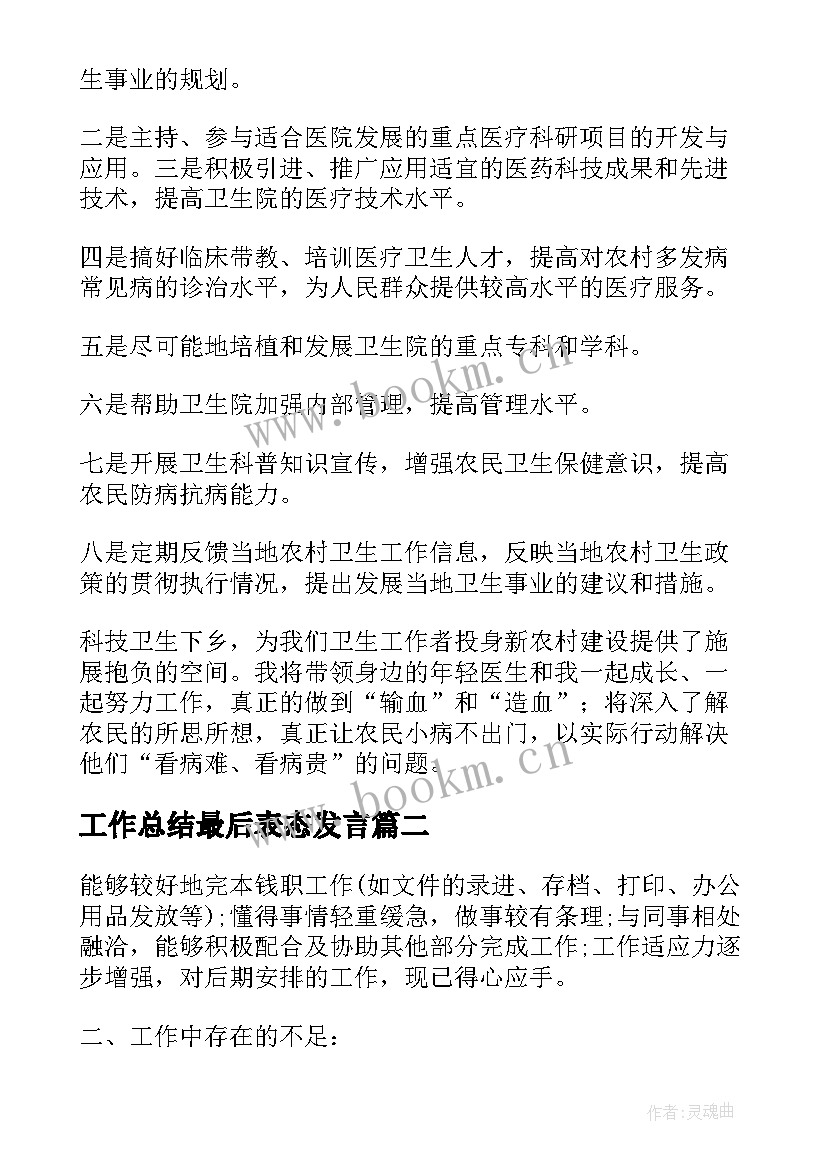 最新工作总结最后表态发言(精选5篇)