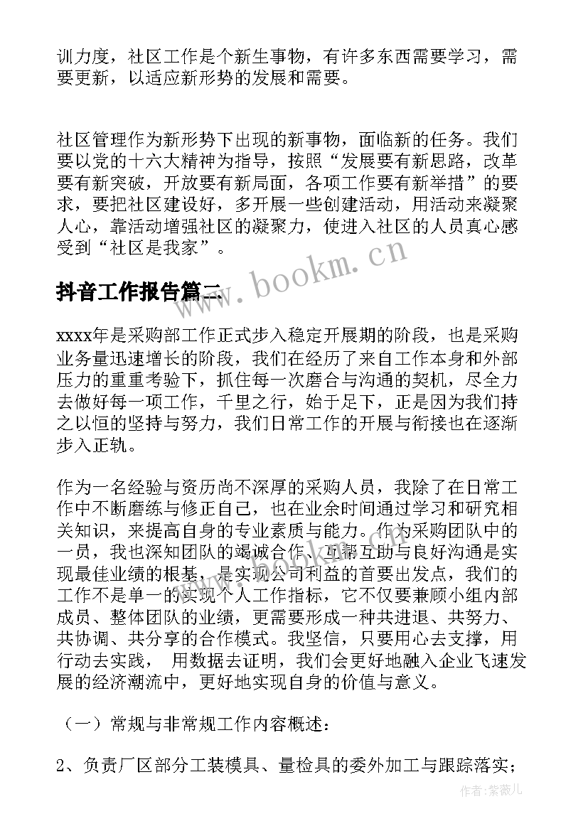 最新抖音工作报告(精选10篇)