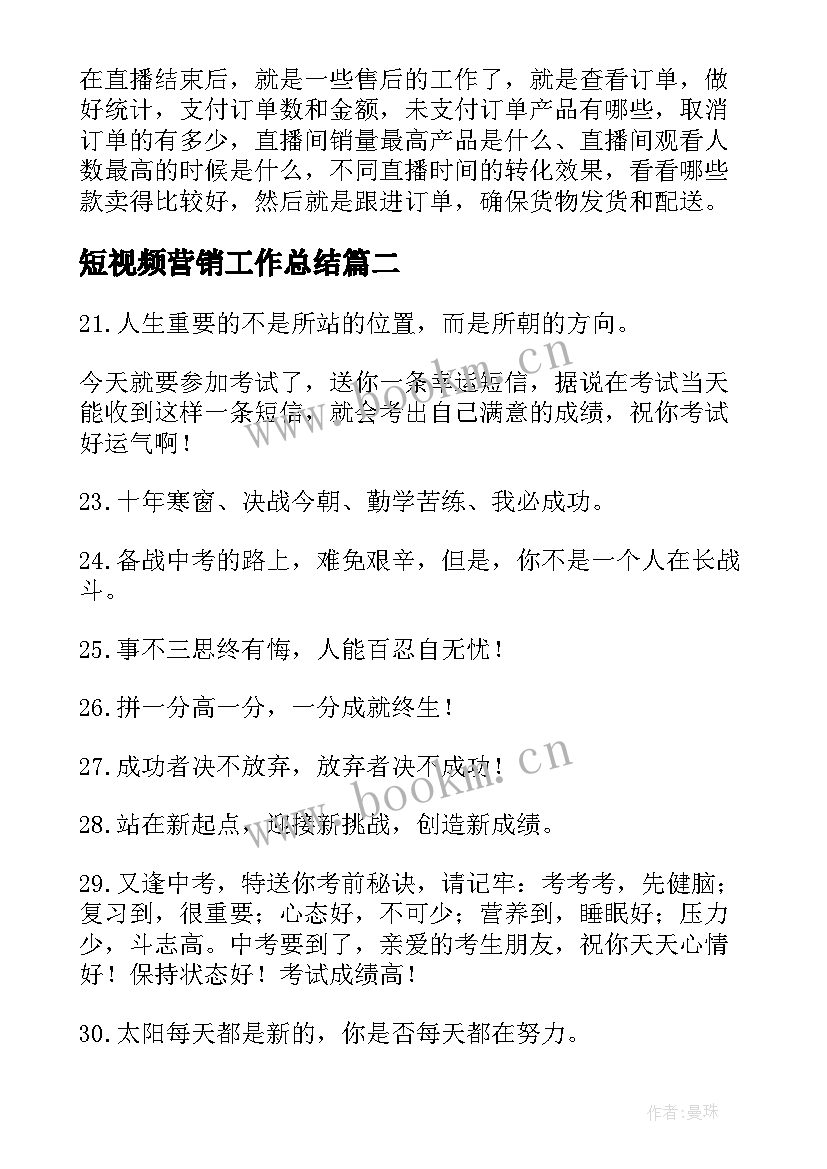 2023年短视频营销工作总结(通用5篇)