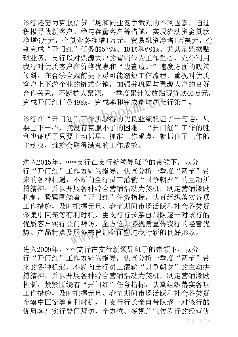 2023年银行开门红工作总结报告(优秀10篇)