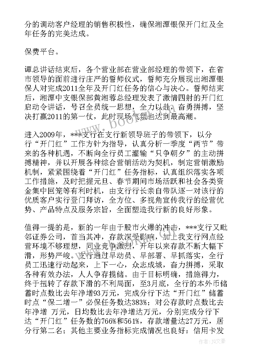 2023年银行开门红工作总结报告(优秀10篇)