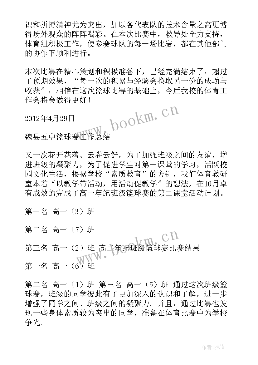 2023年篮球课程工作总结 篮球赛工作总结(汇总8篇)