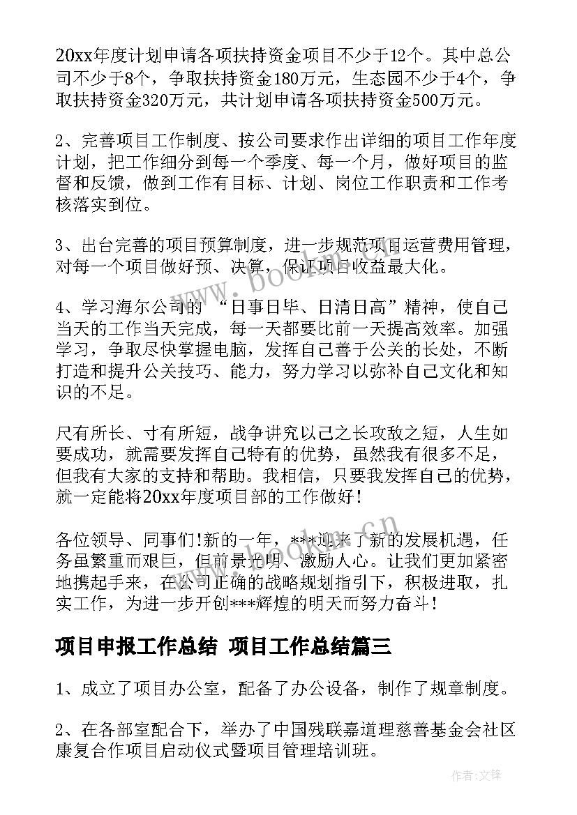 最新项目申报工作总结 项目工作总结(优质6篇)