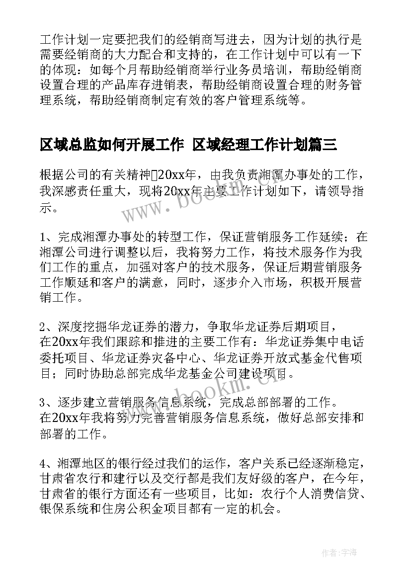 2023年区域总监如何开展工作 区域经理工作计划(通用9篇)