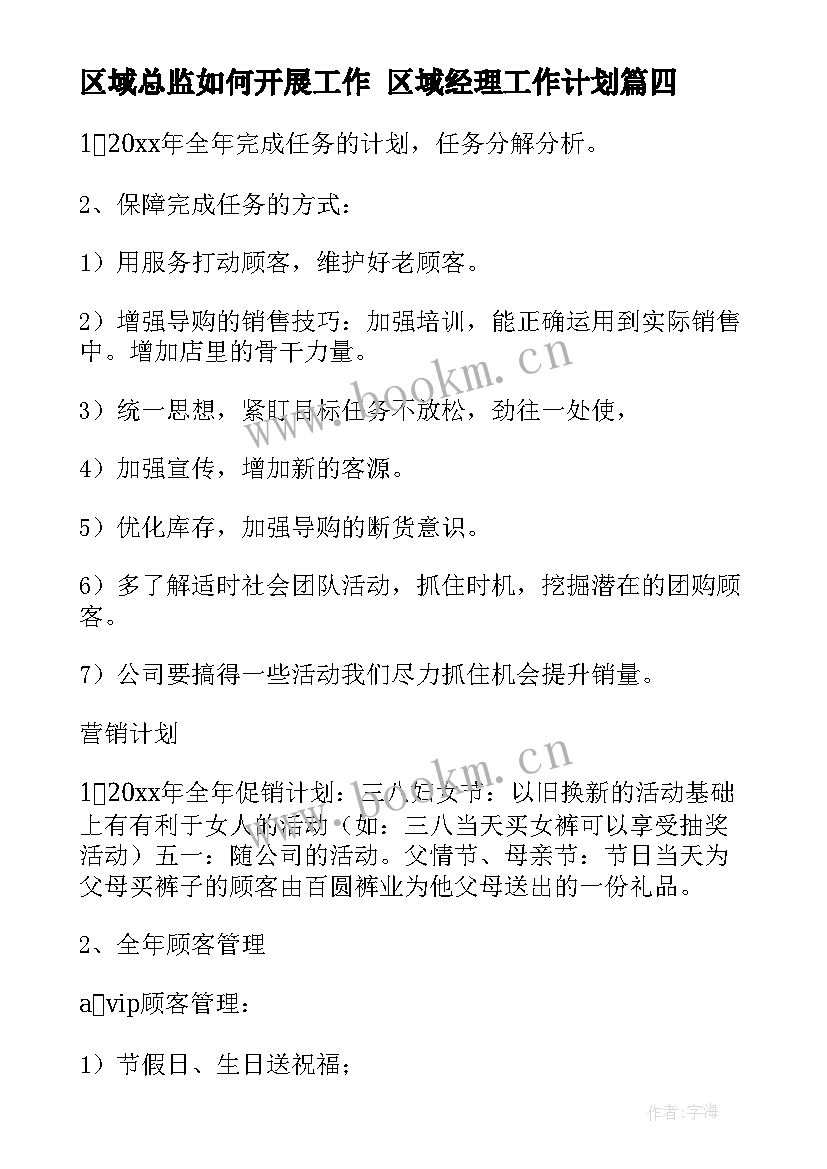 2023年区域总监如何开展工作 区域经理工作计划(通用9篇)