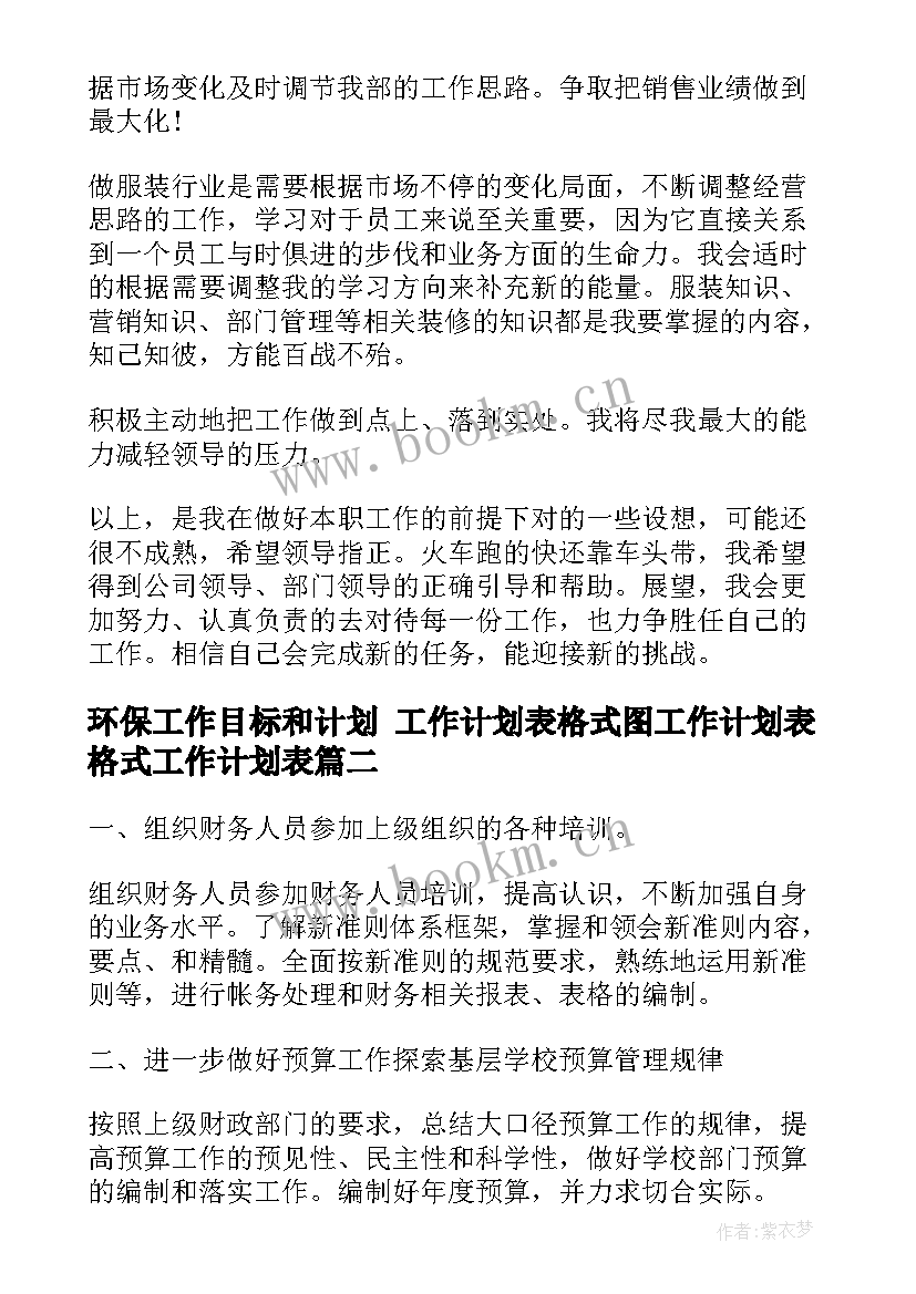 2023年环保工作目标和计划 工作计划表格式图工作计划表格式工作计划表(优秀10篇)