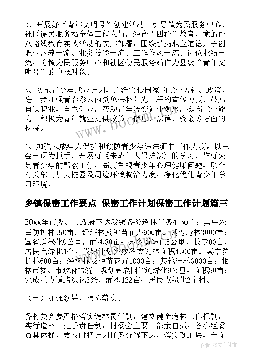 乡镇保密工作要点 保密工作计划保密工作计划(优质8篇)