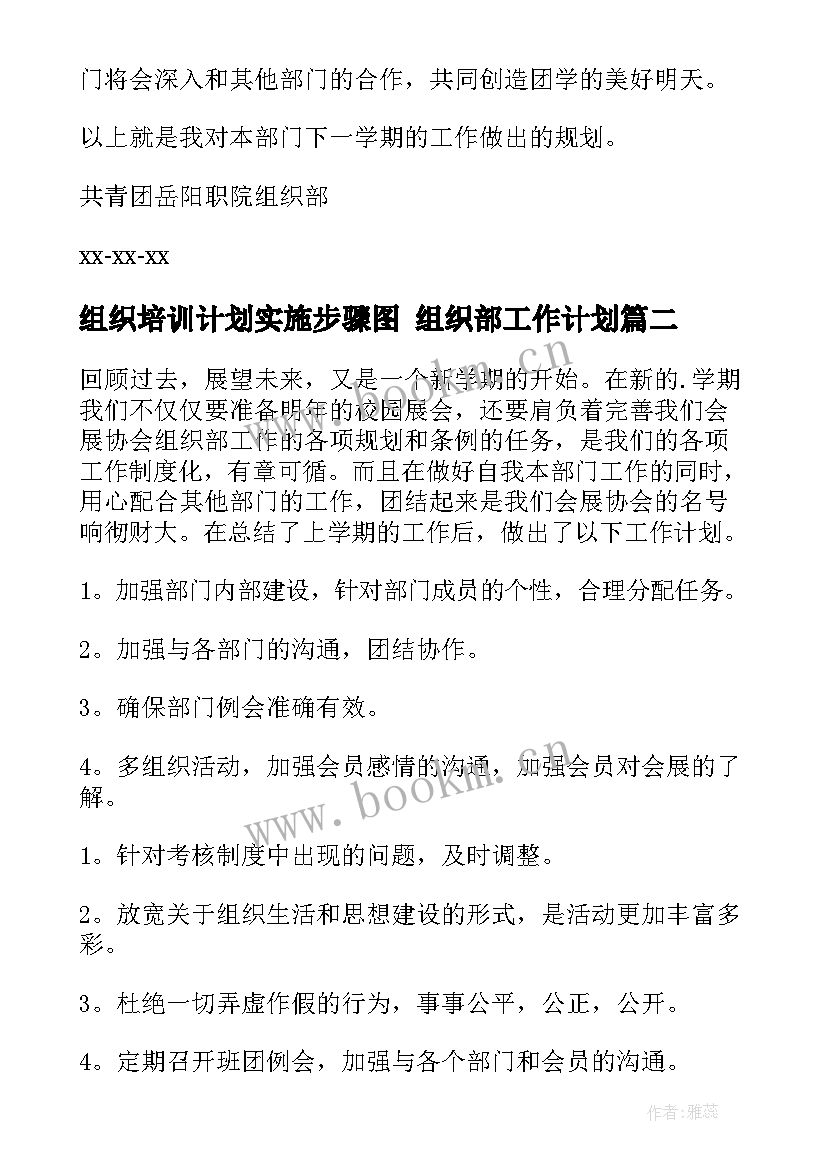 最新组织培训计划实施步骤图 组织部工作计划(实用6篇)