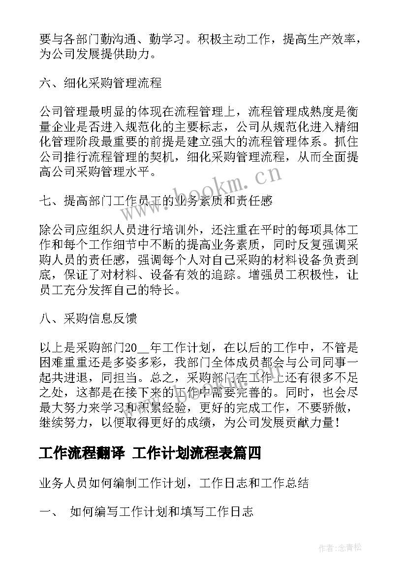 工作流程翻译 工作计划流程表(模板6篇)