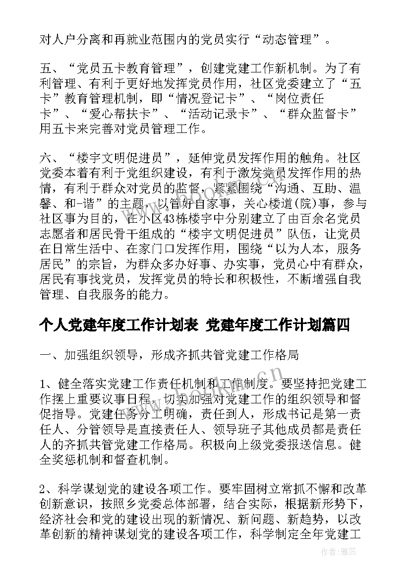 2023年个人党建年度工作计划表 党建年度工作计划(汇总8篇)