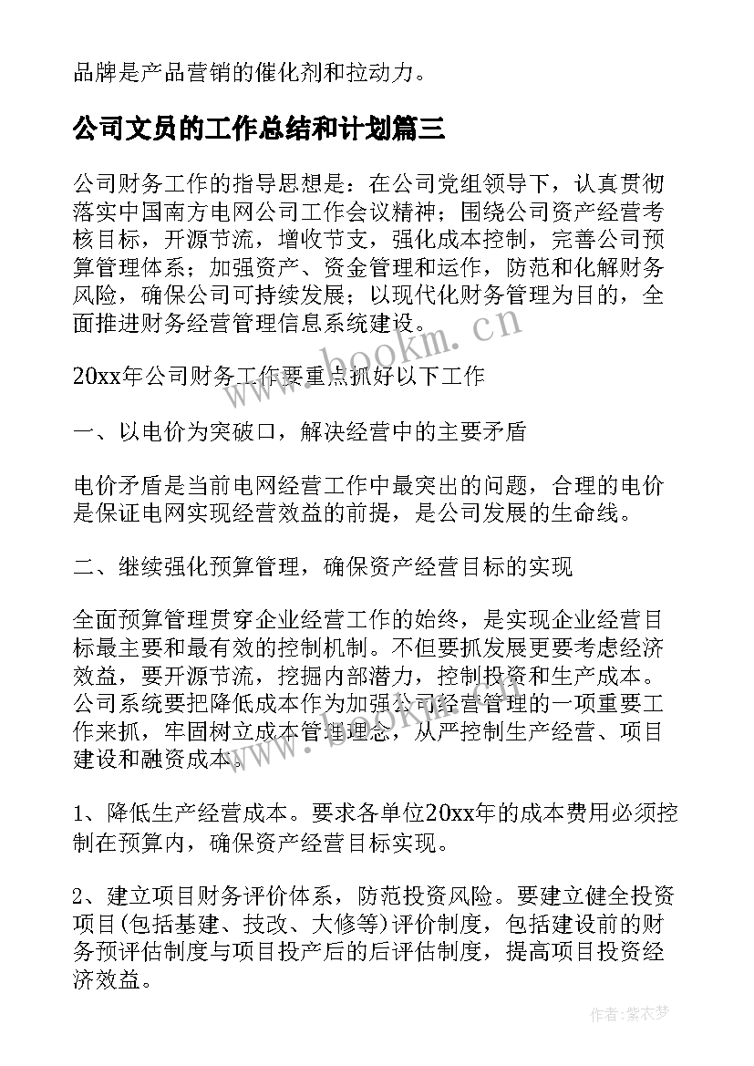 最新公司文员的工作总结和计划(精选7篇)