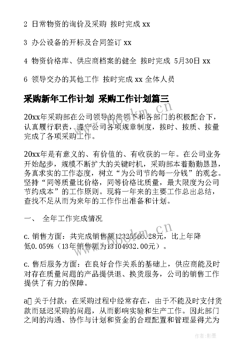 2023年采购新年工作计划 采购工作计划(优秀5篇)