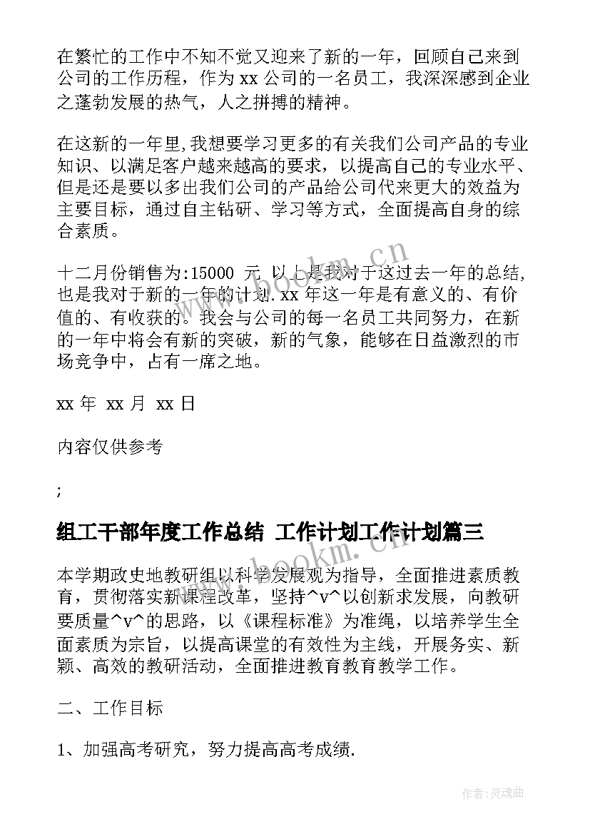 2023年组工干部年度工作总结 工作计划工作计划(优质9篇)