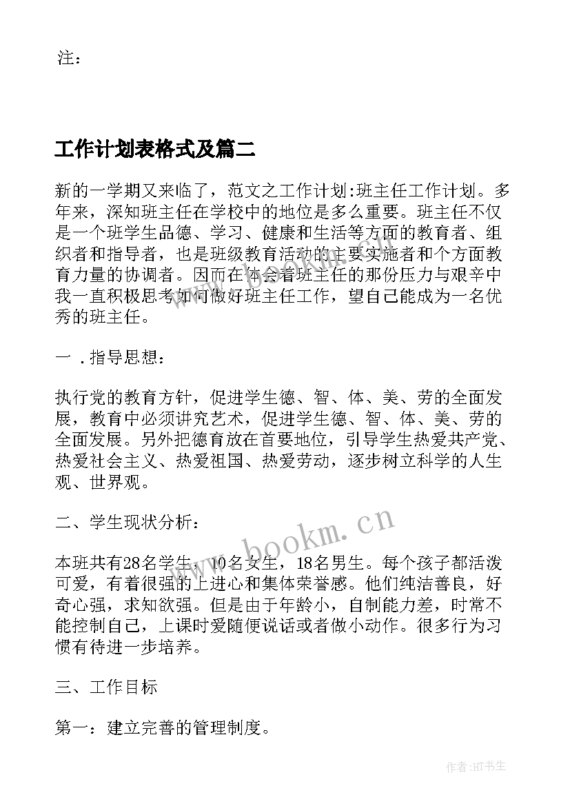 最新工作计划表格式及(优质5篇)