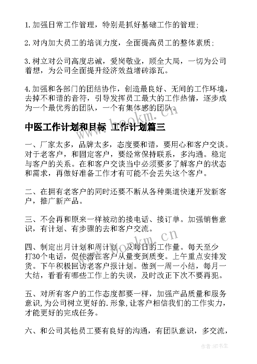 2023年中医工作计划和目标 工作计划(实用8篇)