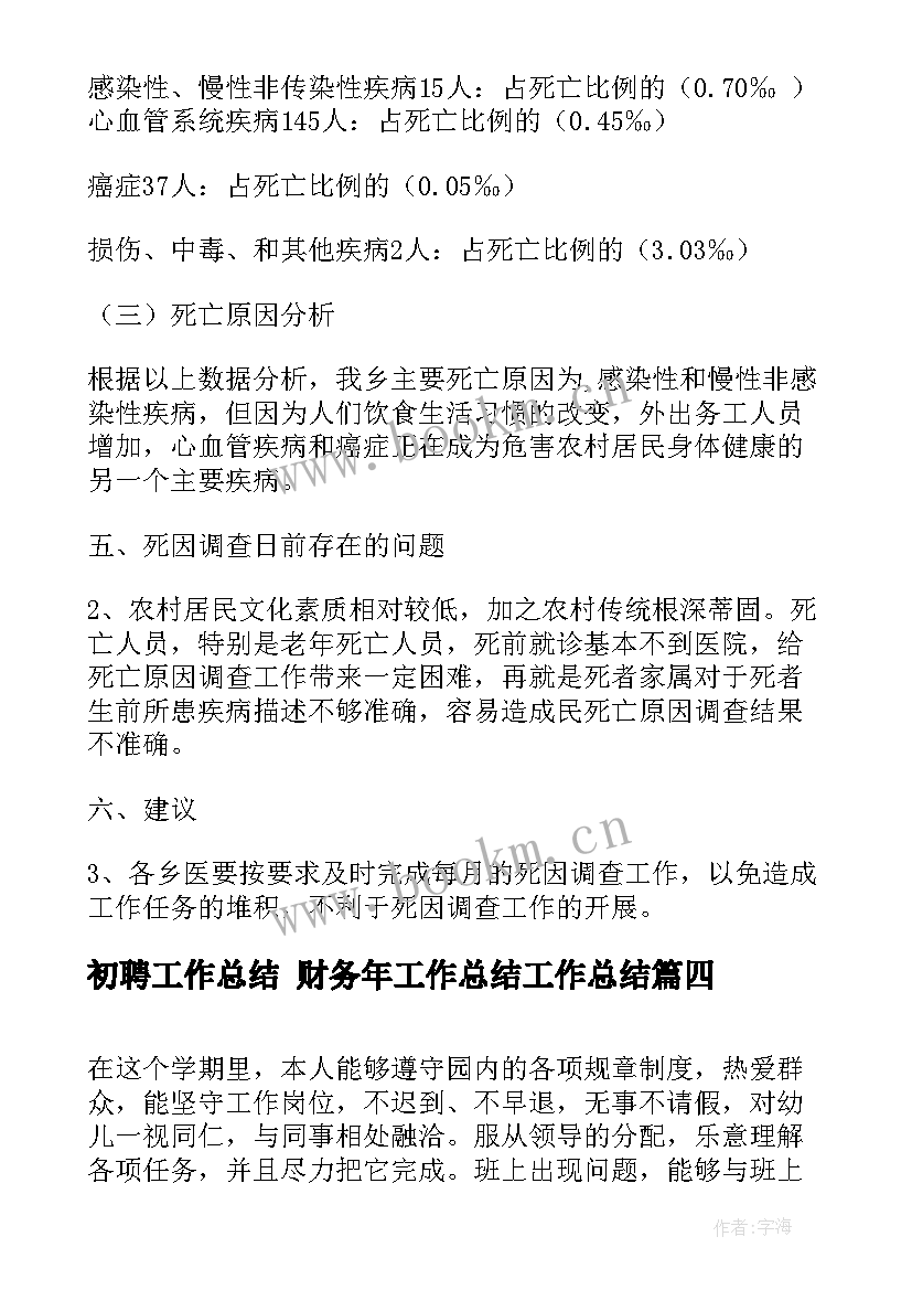 初聘工作总结 财务年工作总结工作总结(精选10篇)