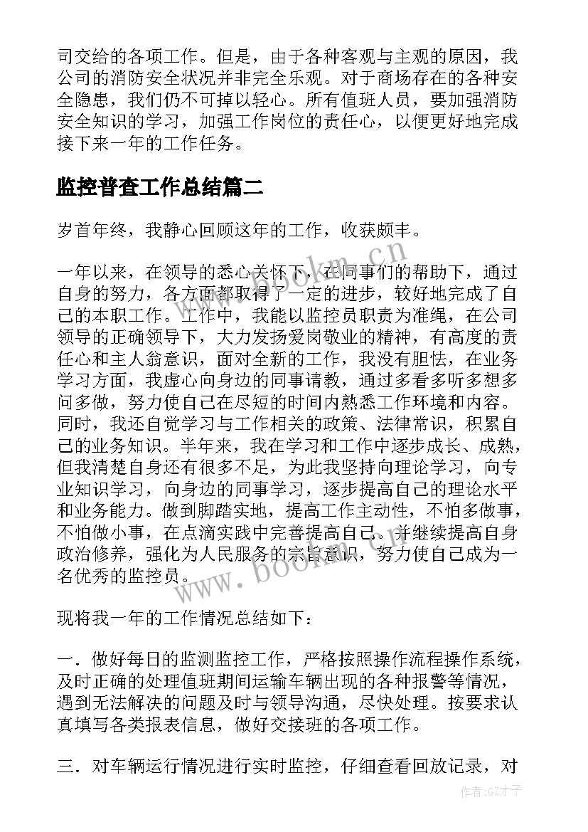 2023年监控普查工作总结(汇总10篇)