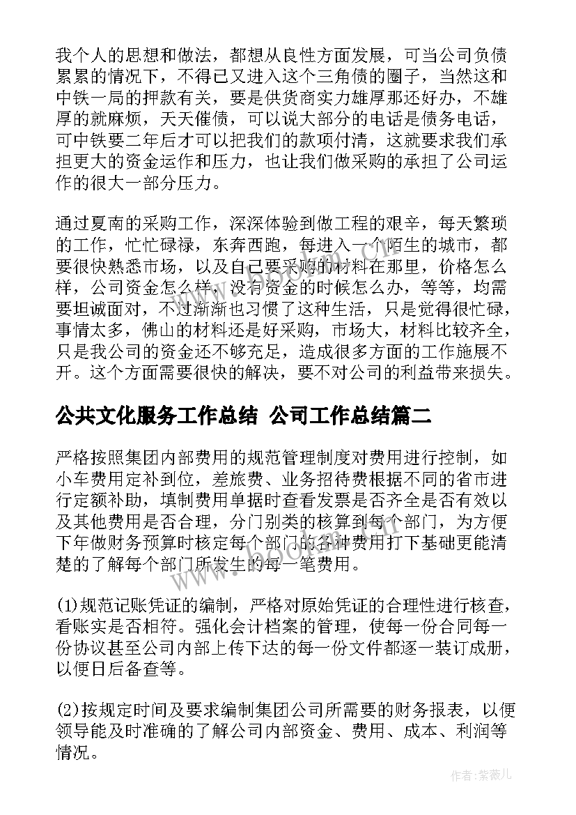 公共文化服务工作总结 公司工作总结(汇总6篇)