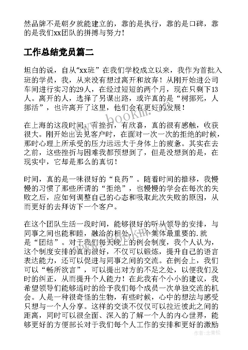 工作总结党员(模板7篇)