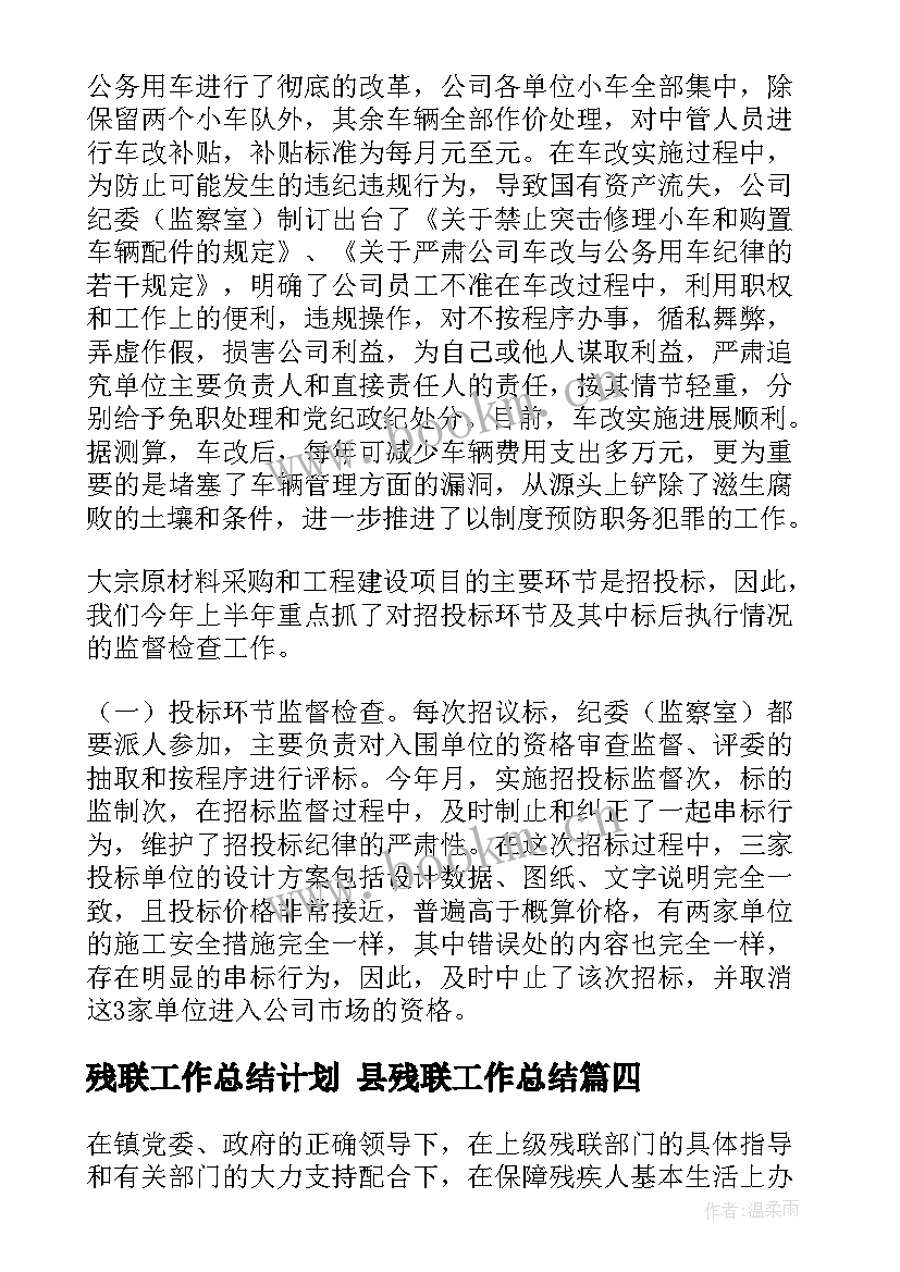 2023年残联工作总结计划 县残联工作总结(模板6篇)