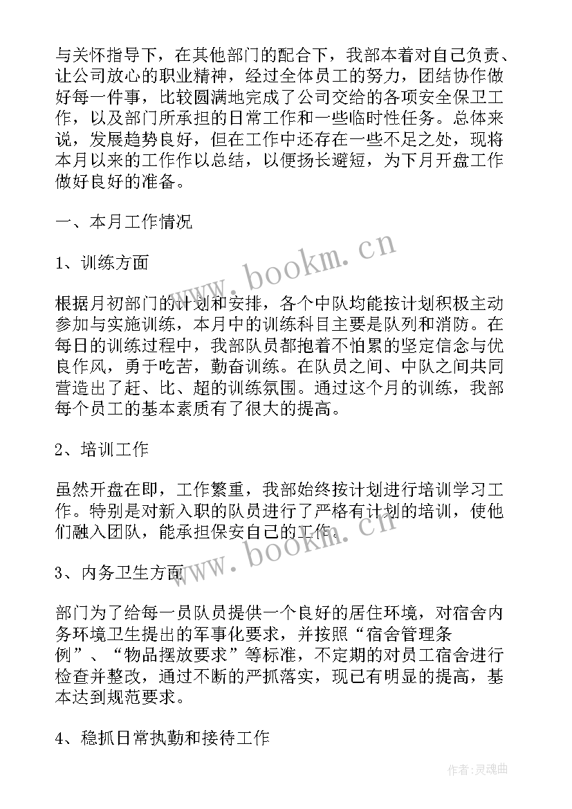 2023年安保工作月度总结(优秀5篇)