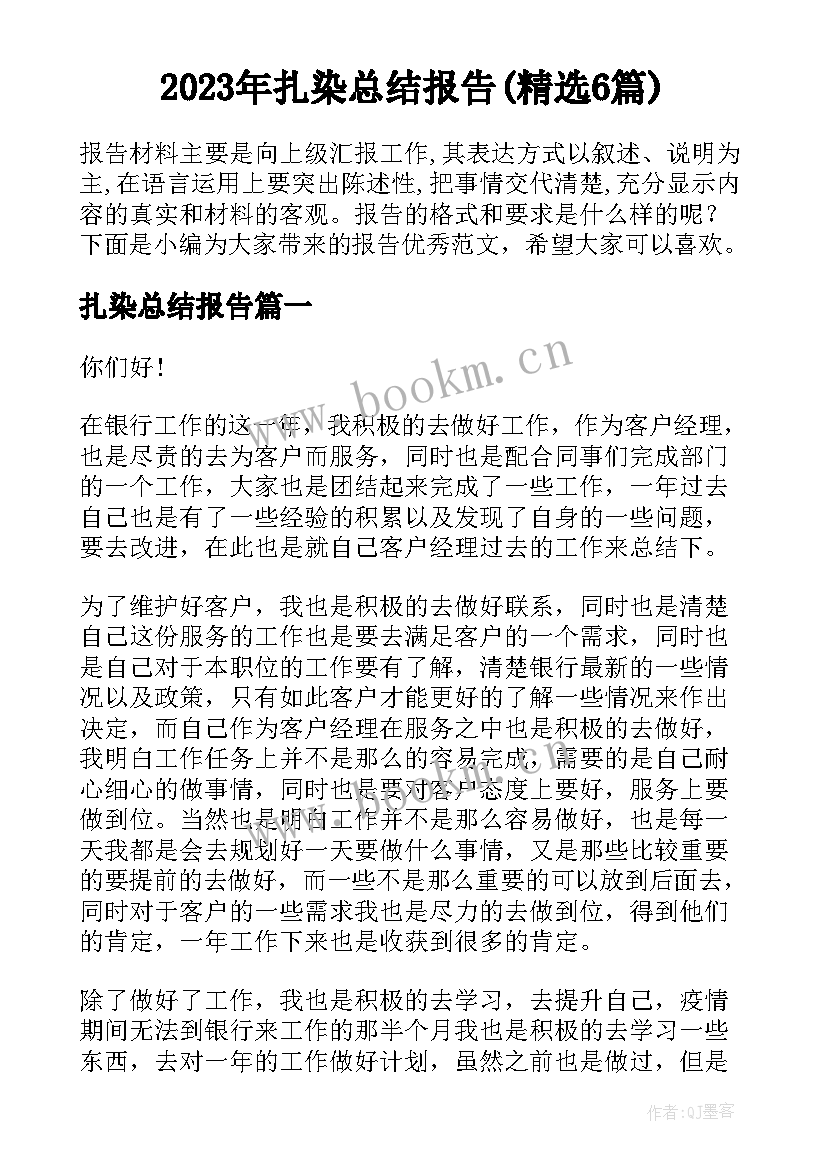 2023年扎染总结报告(精选6篇)