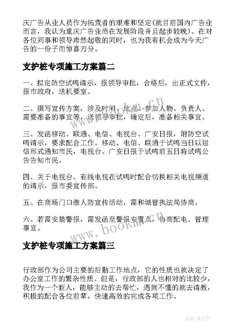 支护桩专项施工方案(模板8篇)