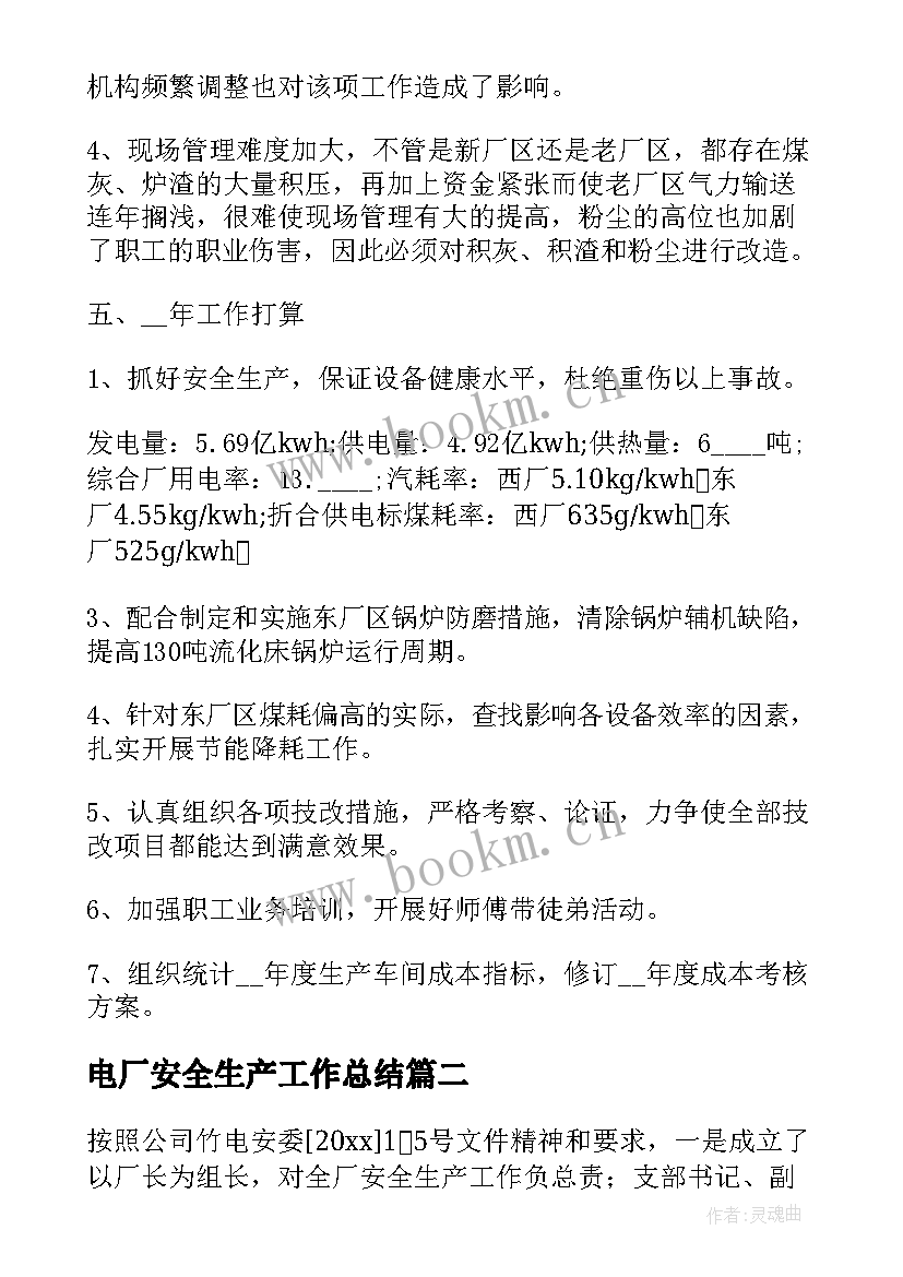 最新电厂安全生产工作总结(通用9篇)