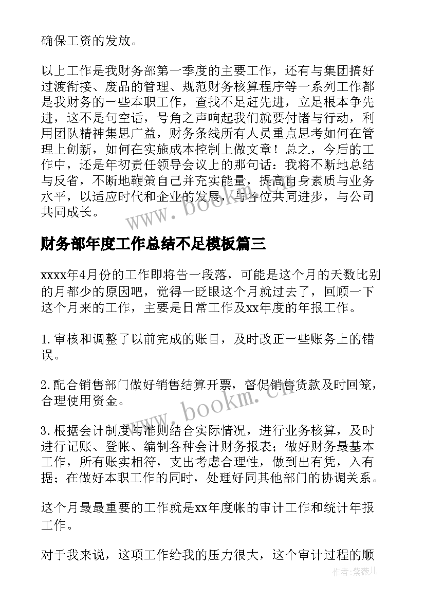 最新财务部年度工作总结不足(优质8篇)