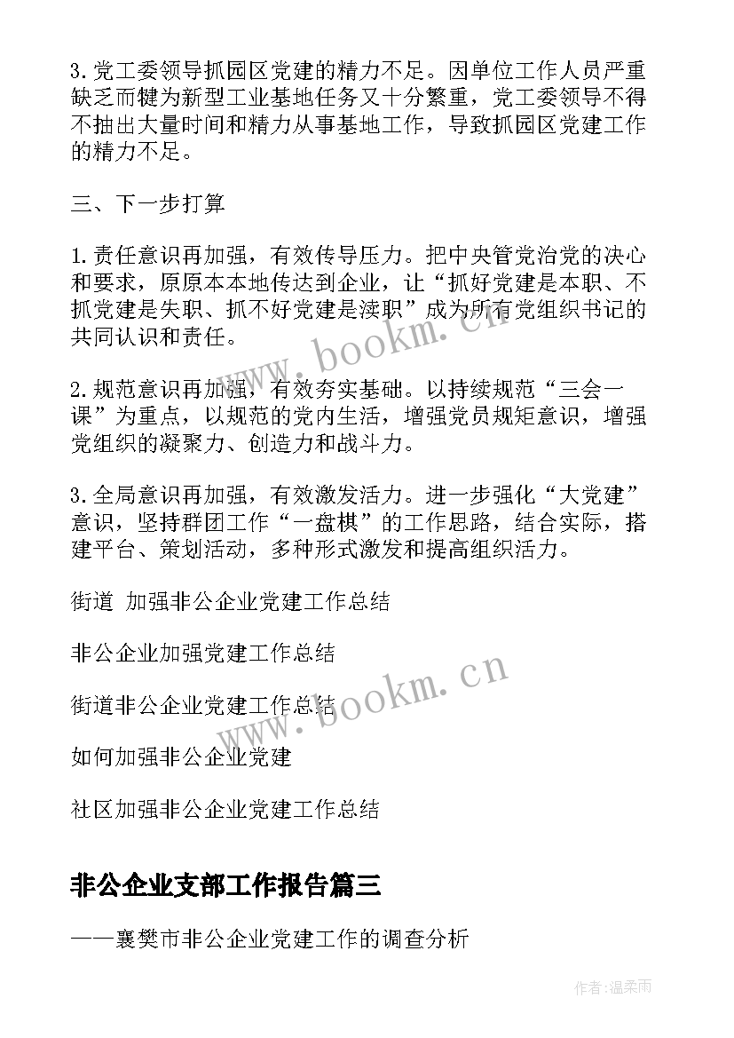 2023年非公企业支部工作报告(优秀5篇)