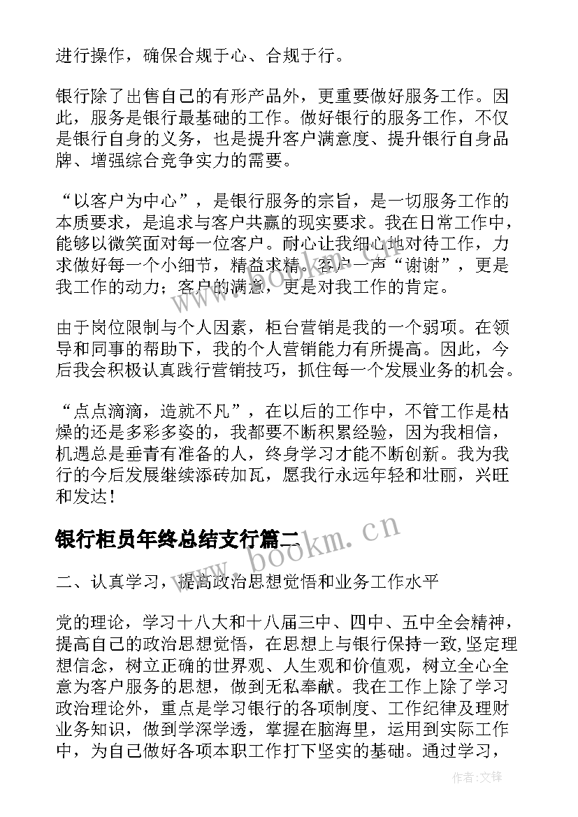 2023年银行柜员年终总结支行(模板8篇)