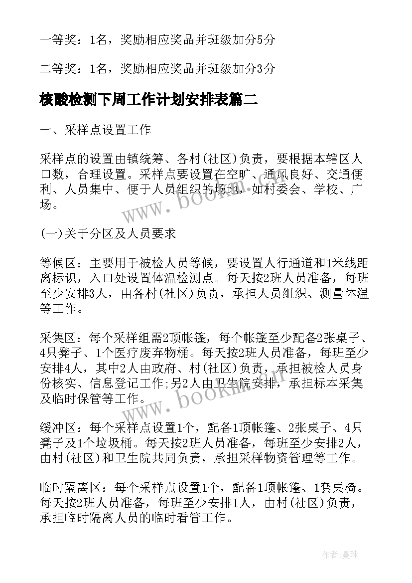 核酸检测下周工作计划安排表(大全9篇)