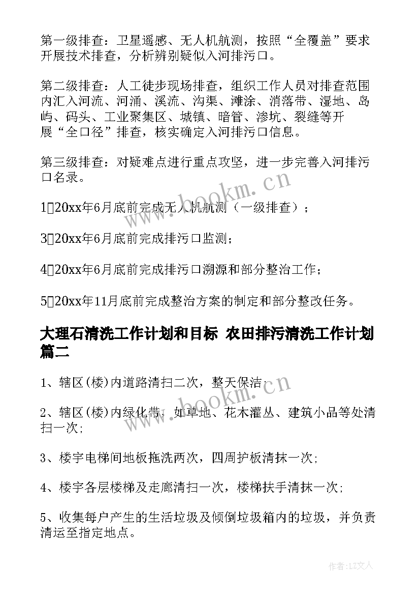 大理石清洗工作计划和目标 农田排污清洗工作计划(实用5篇)