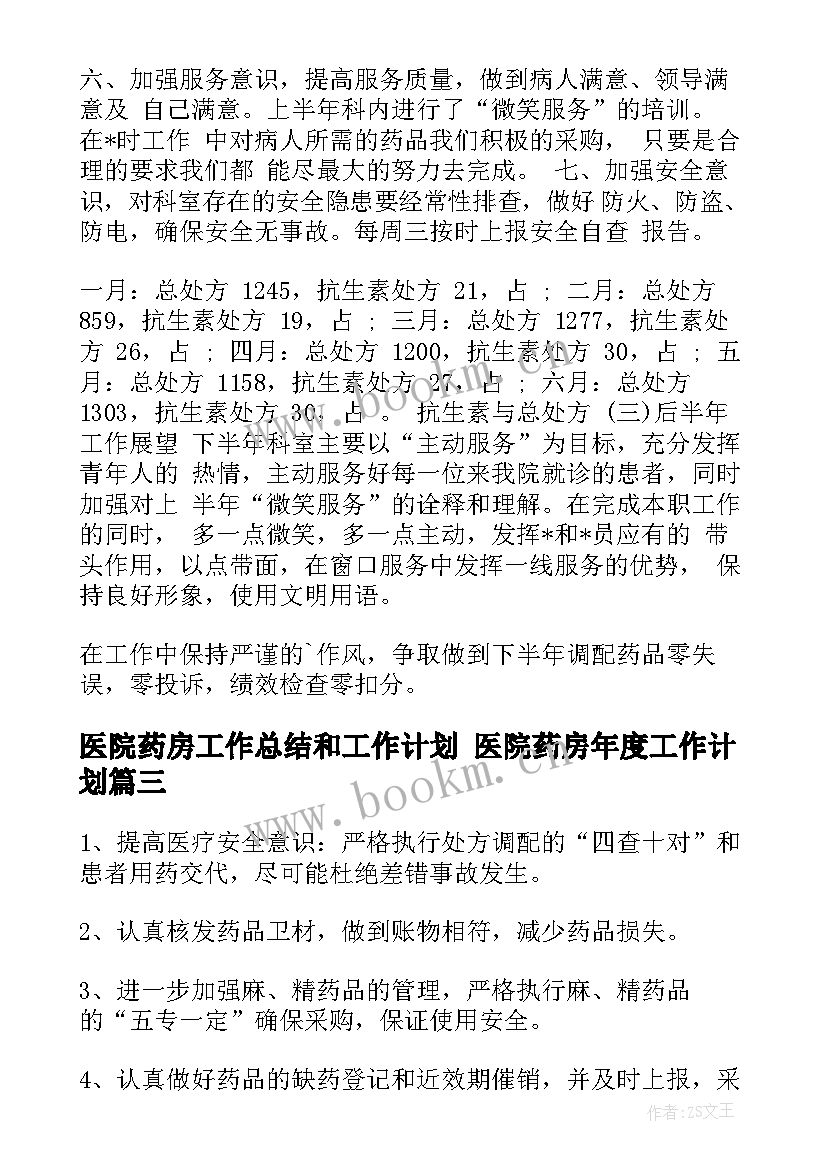 2023年医院药房工作总结和工作计划 医院药房年度工作计划(优秀5篇)