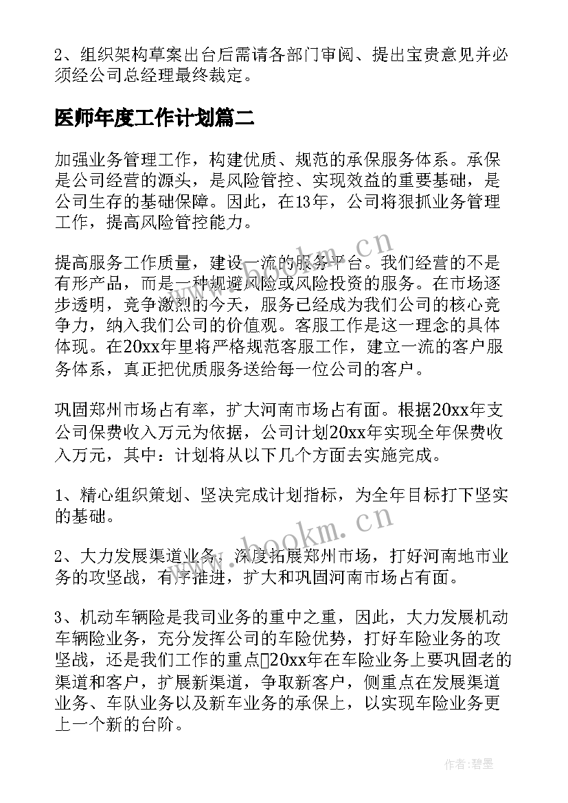 最新医师年度工作计划(模板6篇)