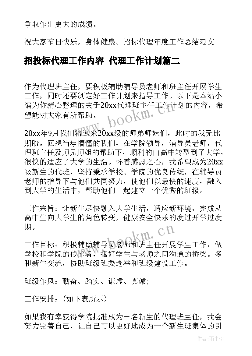 最新招投标代理工作内容 代理工作计划(汇总7篇)