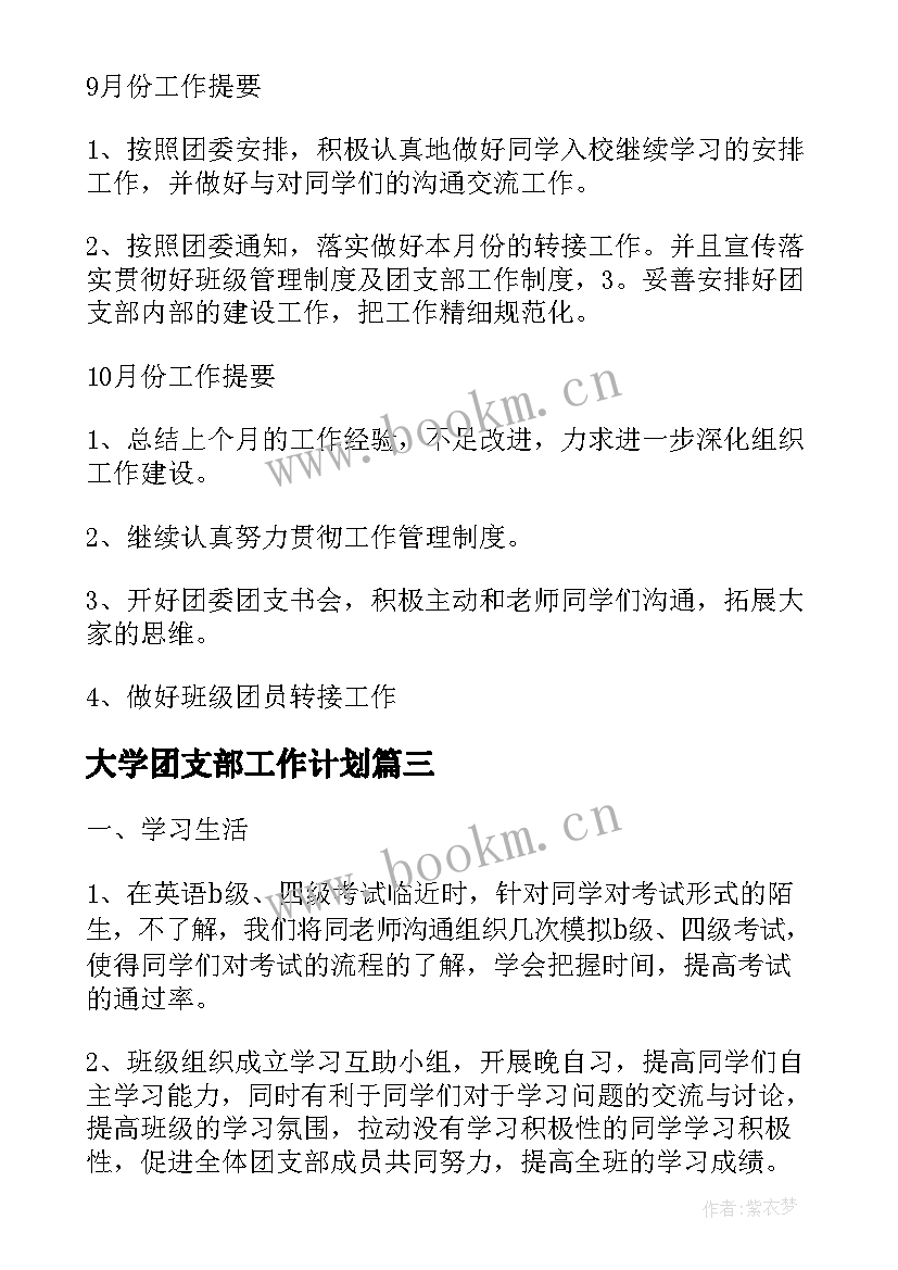 2023年大学团支部工作计划(汇总9篇)