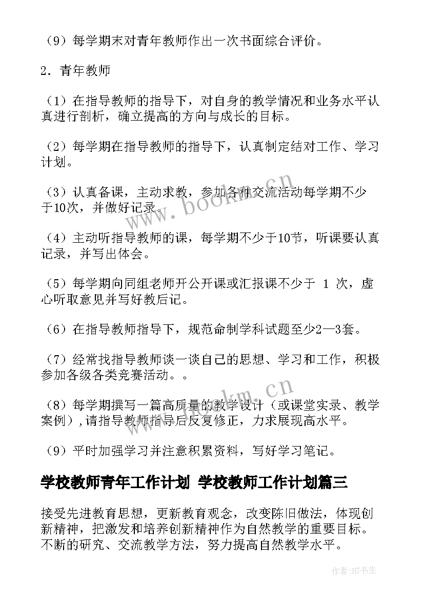 学校教师青年工作计划 学校教师工作计划(精选10篇)