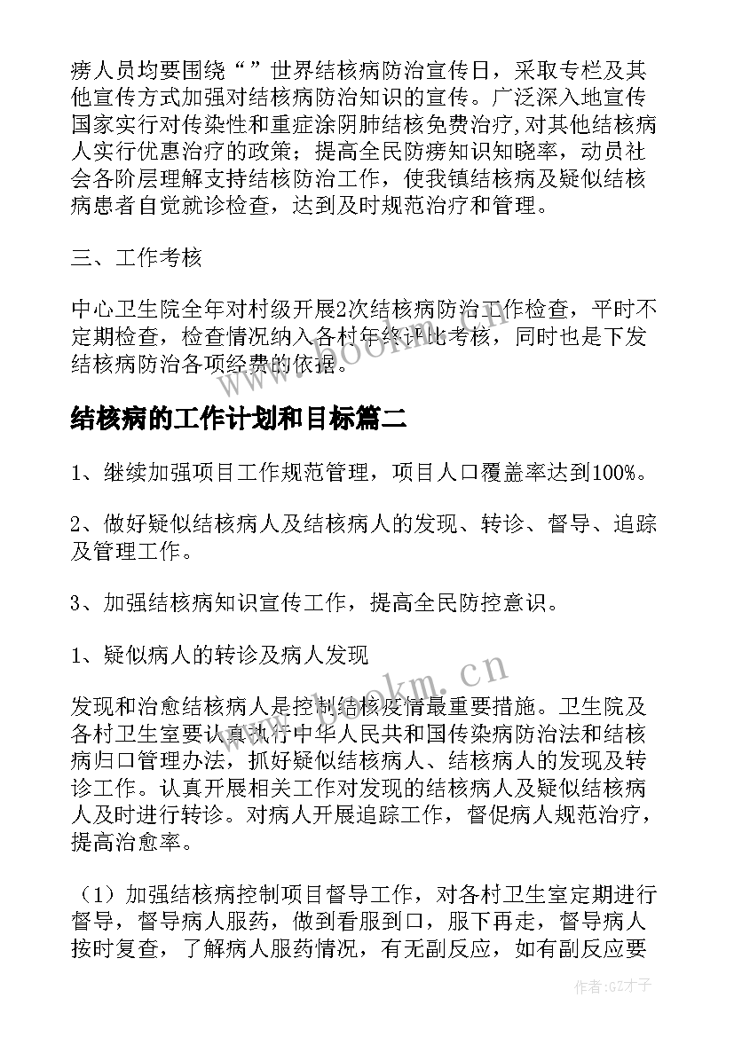 2023年结核病的工作计划和目标(汇总10篇)