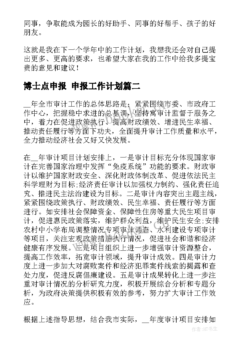 博士点申报 申报工作计划(优质7篇)