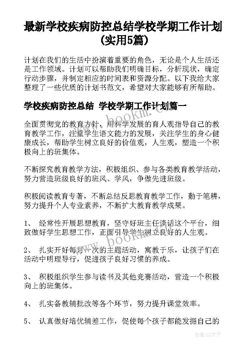 最新学校疾病防控总结 学校学期工作计划(实用5篇)